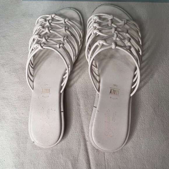 Seychelles-Lulus Size 9 White Leather Knotted Strap Slip-On Sandals Comfort - Picture 4 of 16